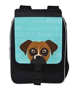 adorable dog breed peek-a-boo design multi pocket backpack with padded laptop pocket (boxer)