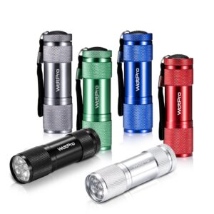 wdtpro led mini flashlights, super bright flashlight with lanyard, assorted colors - best tac torch light for kids, night reading, power outages, camping(6 pack)
