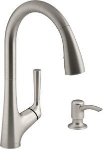 kohler r77748-sd-vs malleco touchless pull down kitchen sink faucet with soap/lotion dispenser, vibrant stainless