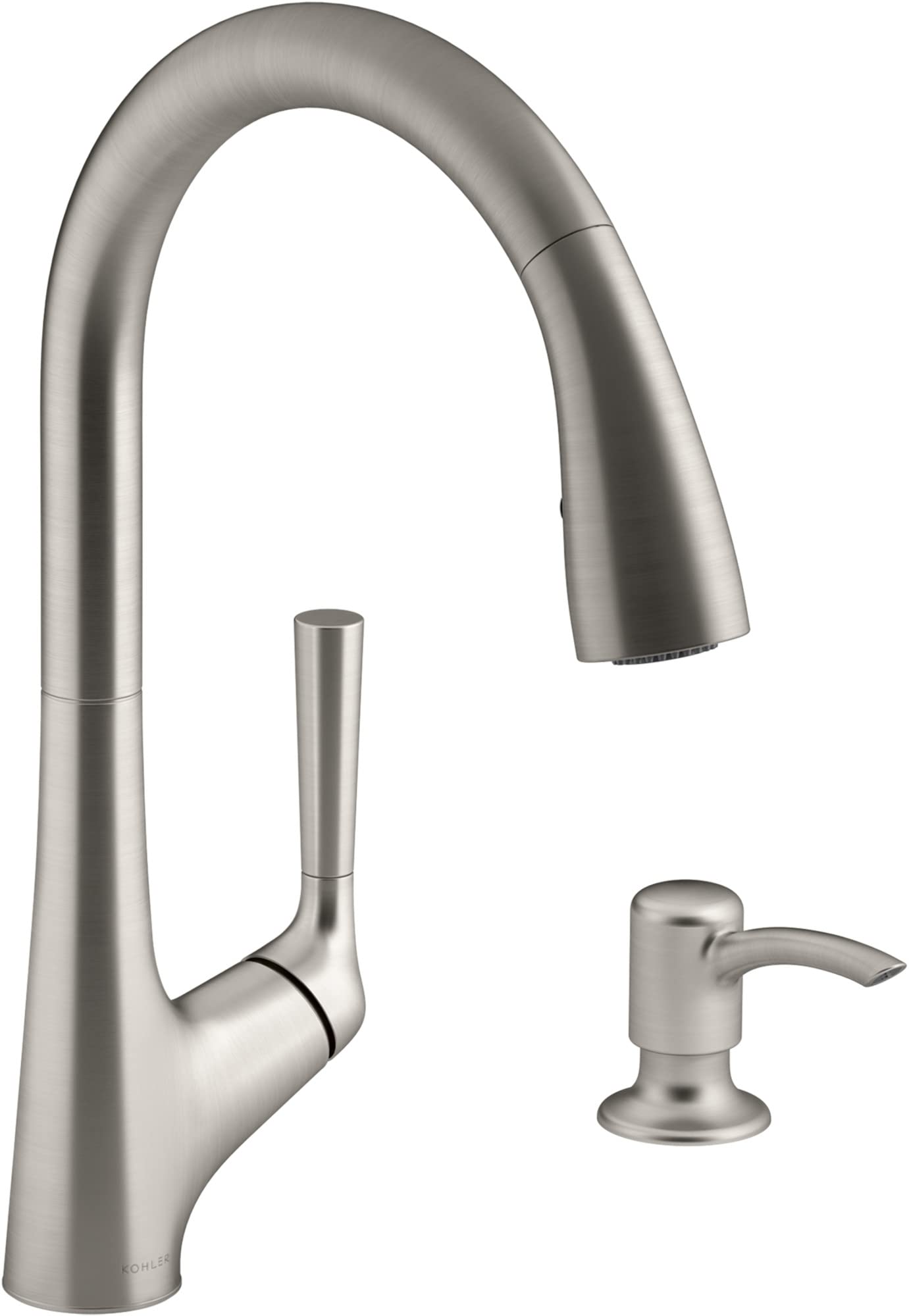 Kohler R77748-SD-VS Malleco Touchless Pull Down Kitchen Sink Faucet with Soap/Lotion Dispenser, Vibrant Stainless