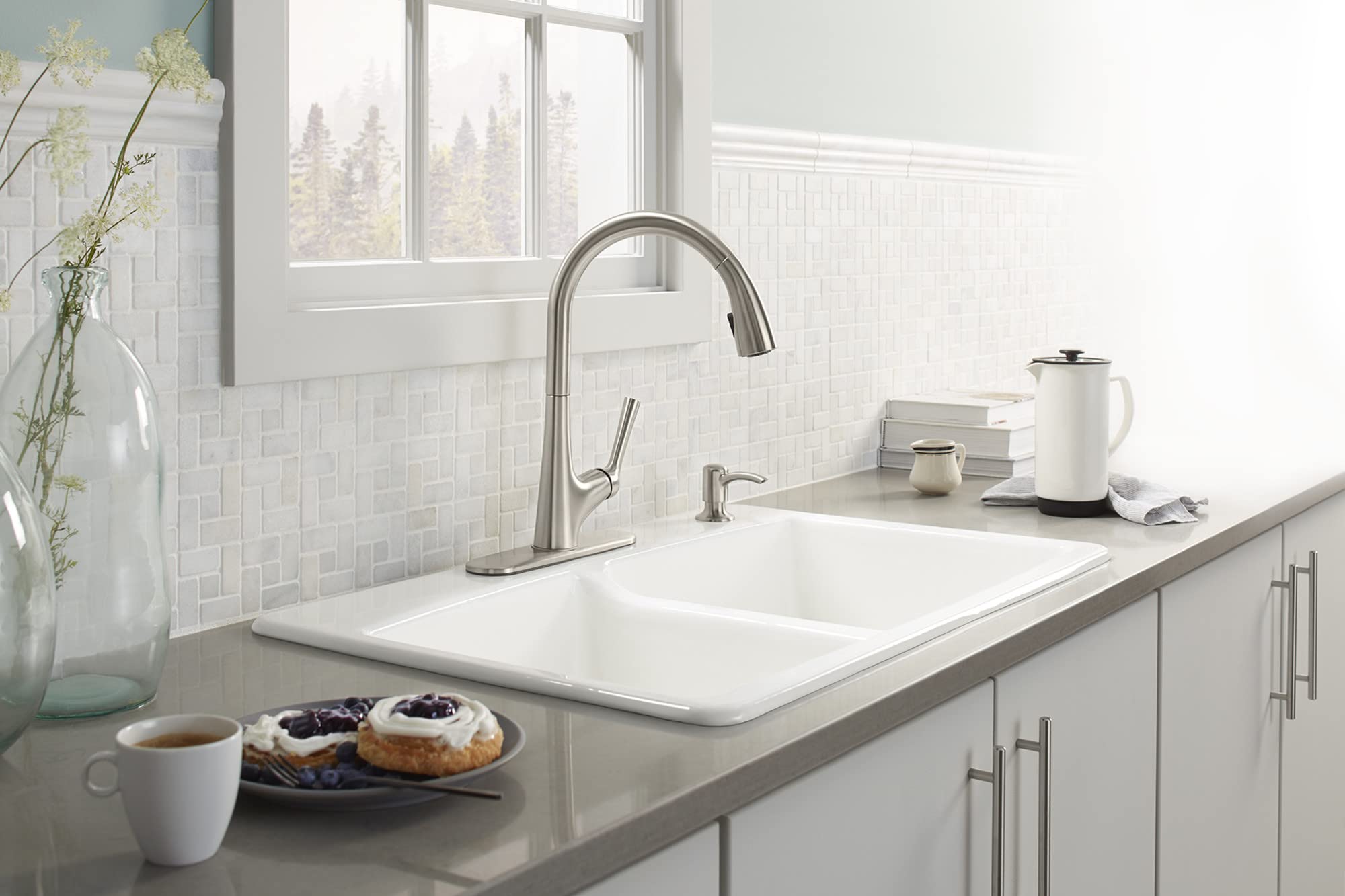 Kohler R77748-SD-VS Malleco Touchless Pull Down Kitchen Sink Faucet with Soap/Lotion Dispenser, Vibrant Stainless