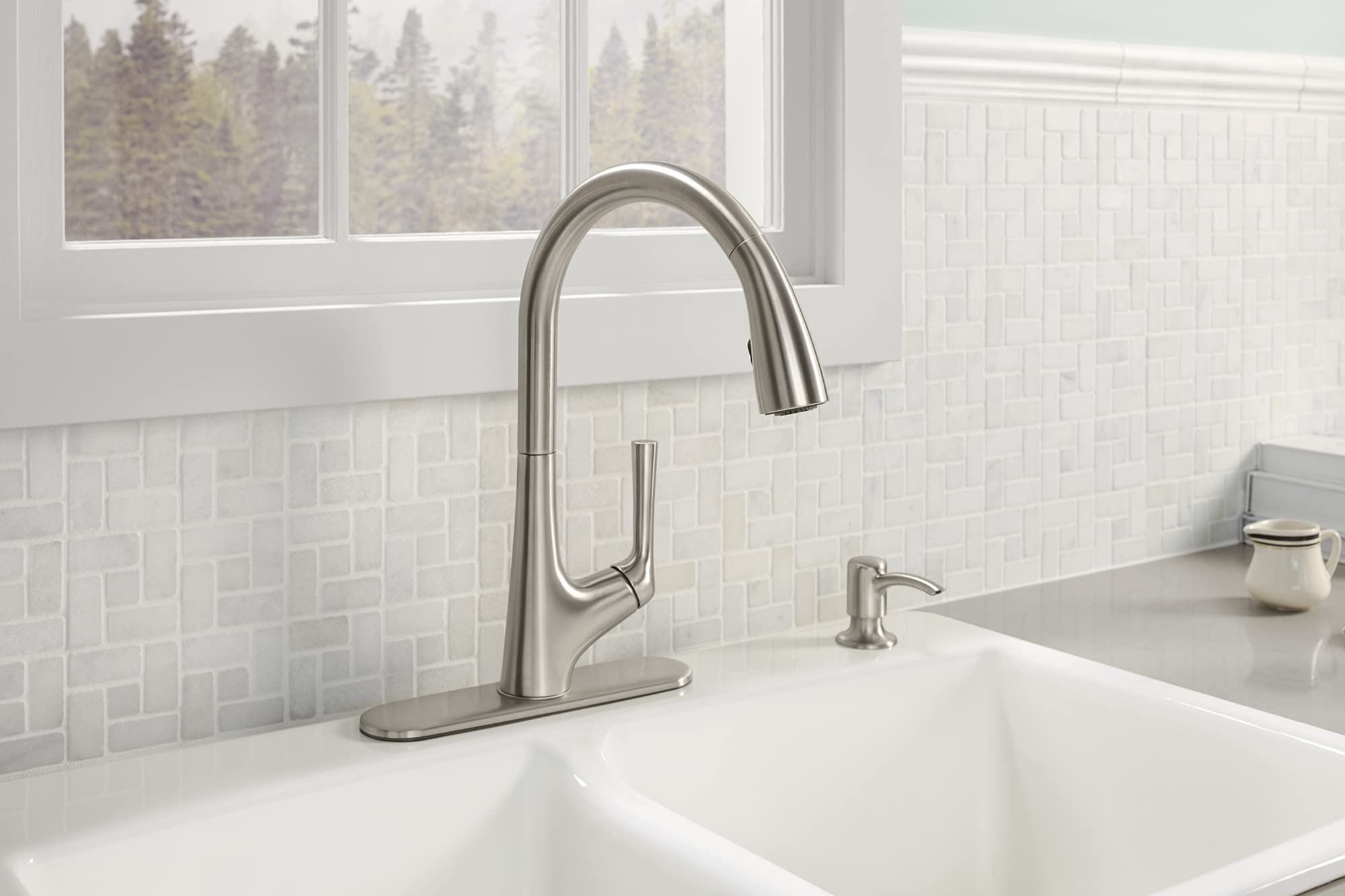 Kohler R77748-SD-VS Malleco Touchless Pull Down Kitchen Sink Faucet with Soap/Lotion Dispenser, Vibrant Stainless