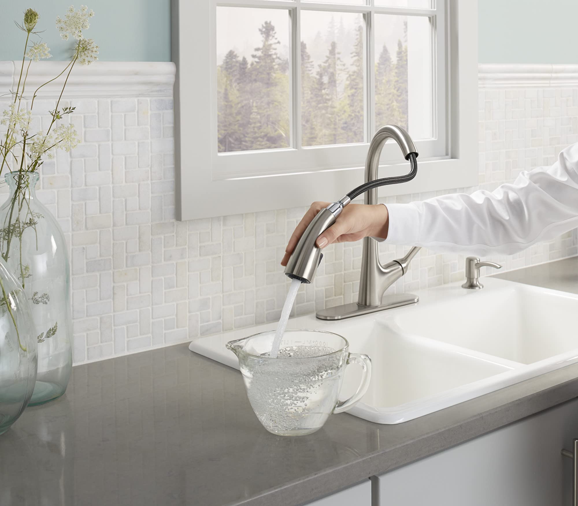 Kohler R77748-SD-VS Malleco Touchless Pull Down Kitchen Sink Faucet with Soap/Lotion Dispenser, Vibrant Stainless