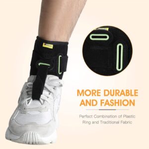 Tenbon Ankle Support Drop Foot Brace Orthosis - Comfort Cushioned Adjustable Wrap Compression For Improved Walking Gait, Prevents Cramps Ankle Sprains (Black)