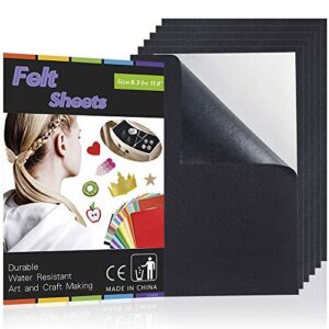 caydo 6 pcs craft black adhesive back felt sheets 1.6 mm thick fabric sticky back sheets, 8.3 by 11.8" (a4 size), ideal for art and craft making