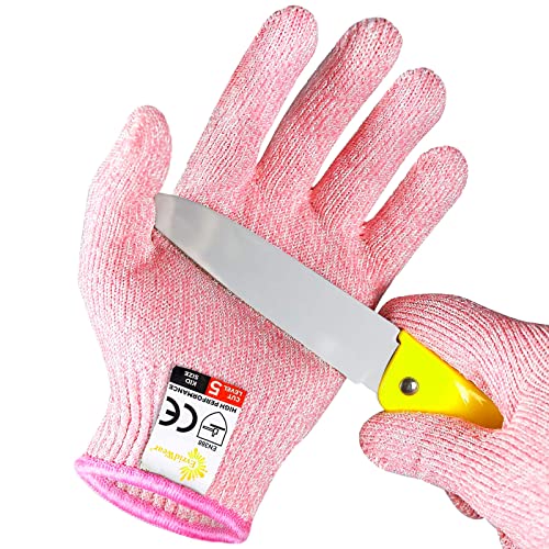 Evridwear Cut Resistant Gloves for Kids 4-6 Years, Level 5 Protection Cutting Gloves Food Grade for Cooking, Whittling, Wood Carving, Gardening and DIY