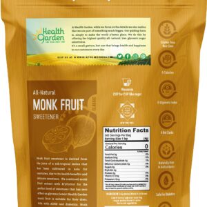 Health Garden Monk Fruit Sweetener, Classic - Non GMO - Gluten Free - Sugar Substitute - Kosher - Keto Friendly (3 lbs)