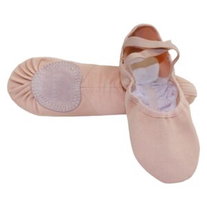 danzcue adult stretch canvas split sole ballet slipper, pink, 4 m