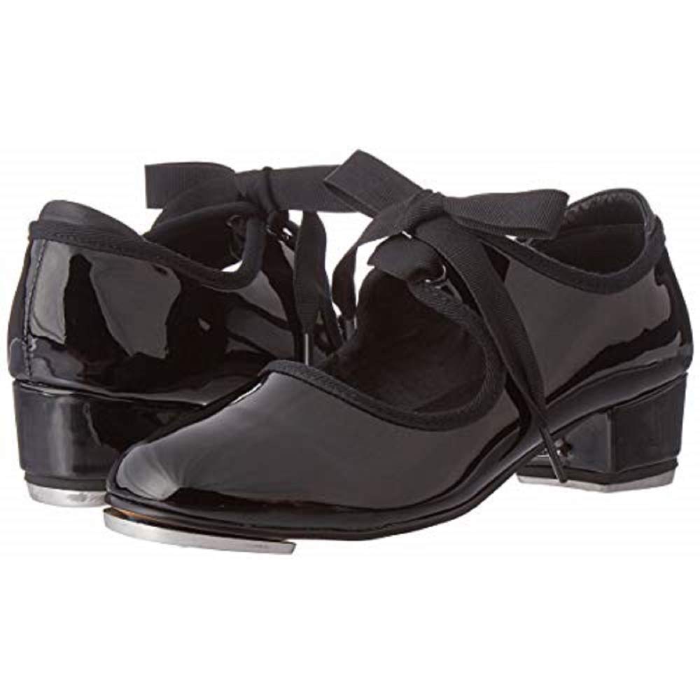 Danzcue Adult Patent Flexibale Tap Shoes, Black, 3.5 M