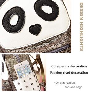 BAG WIZARD Fashion Cute PU Rivet Mini Casual Style Panda Backpack for Girls