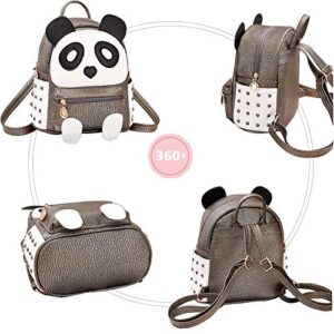 BAG WIZARD Fashion Cute PU Rivet Mini Casual Style Panda Backpack for Girls