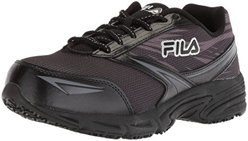 Fila Women's Memory Reckoning 8 Slip Resistant Steel Toe Running Shoe Shoe, Black/Pewter/Metallic Silver, 8 B US