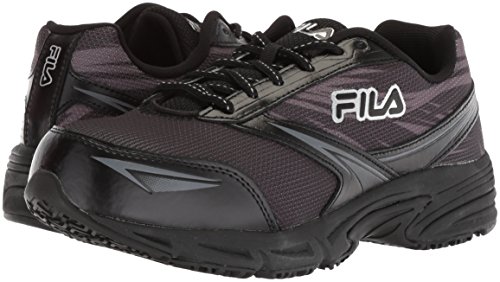 Fila Women's Memory Reckoning 8 Slip Resistant Steel Toe Running Shoe Shoe, Black/Pewter/Metallic Silver, 8 B US