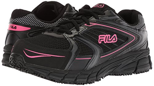 Fila Women's Memory Reckoning 8 Slip Resistant Steel Toe Running Shoe Sr St, Black/Black/KOPK, 10