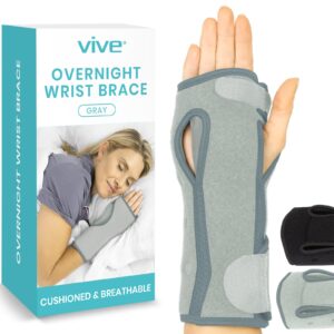 vive night wrist splint brace - left, right hand sleep support wrap - breathable & lightweight cushion compression arm stabilizer for carpal tunnel, men, women, kids, tendonitis, sports pain
