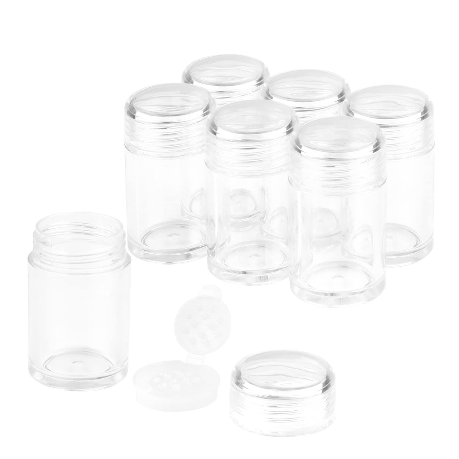 6 Packs Clear Plastic Loose Powder Jar 10 ml Empty Face Powder Case Eyeshow Powder Box Makeup Concealer Powder Sifter Container Cosmetic Powder Sample Pots Bottles