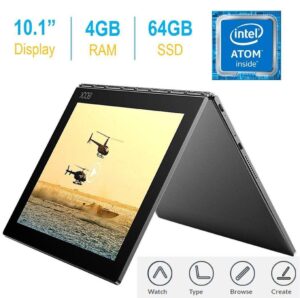 lenovo 2017 newest yoga book 10.1-inch fhd touch ips 2-in-1 tablet pc, intel atom x5-z8550 1.44ghz, 4gb ddr3 ram, 64gb ssd, bluetooth, hd graphics 400, android 6.0.1 marshmallow os- gunmetal grey
