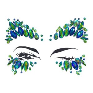 face jewels festival halloween face tattoo body gems bindi glitter eyes rhinestone forehead sticker diy face decoration face gems rhinestone temporary tattoo sticker(emerald ab/sr14)