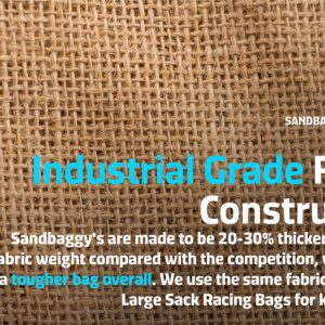 Sandbaggy Burlap Sand Bag - Size: 14" x 26" - Sandbags 50lb Weight Capacity - for Flooding, Flood Water Barrier, Tent Sandbags, Store Bags - Sand Not Included (5 Bags)