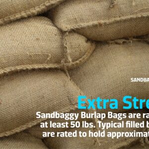 Sandbaggy Burlap Sand Bag - Size: 14" x 26" - Sandbags 50lb Weight Capacity - for Flooding, Flood Water Barrier, Tent Sandbags, Store Bags - Sand Not Included (5 Bags)