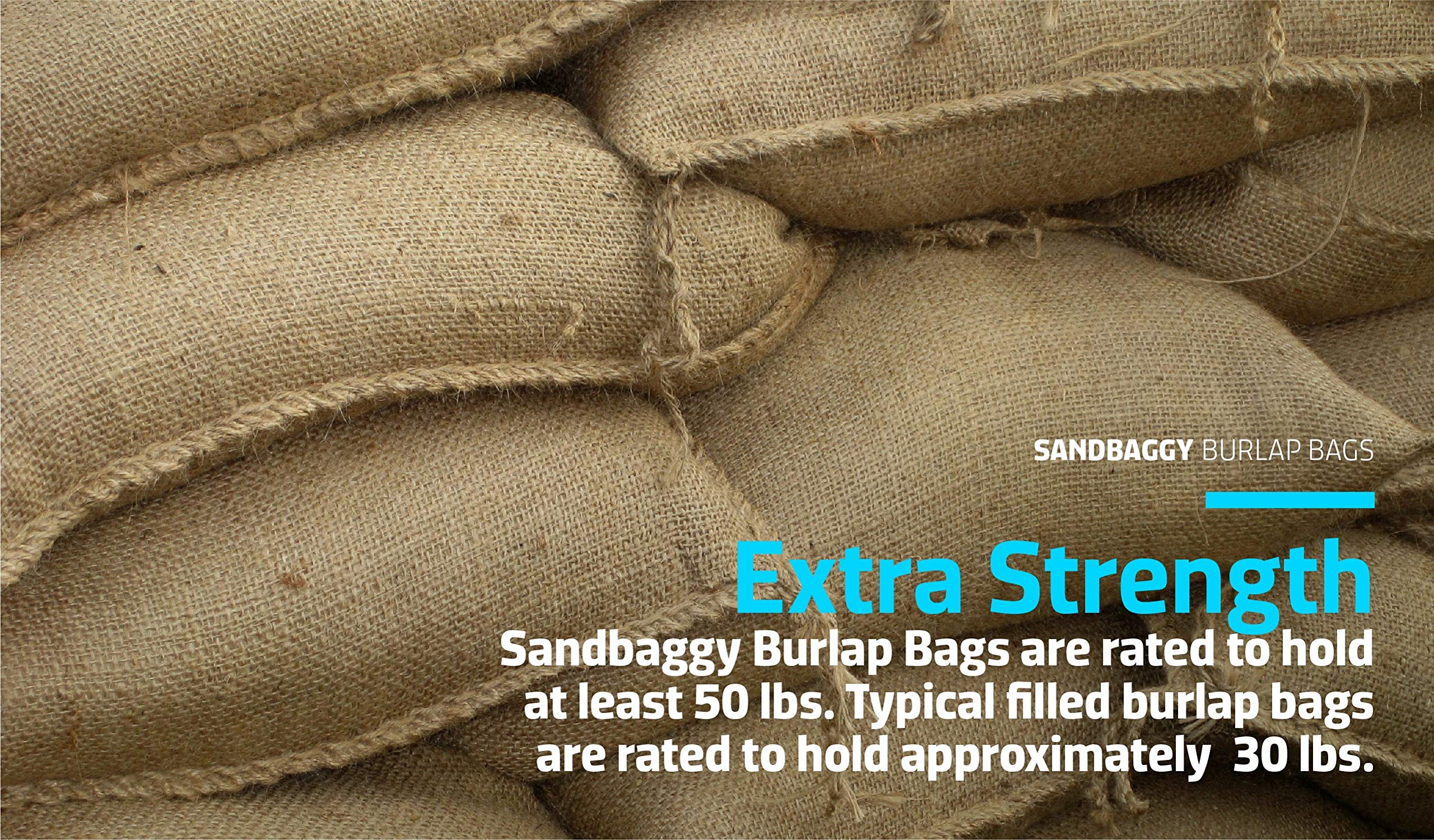 Sandbaggy Burlap Sand Bag - Size: 14" x 26" - Sandbags 50lb Weight Capacity - for Flooding, Flood Water Barrier, Tent Sandbags, Store Bags - Sand Not Included (5 Bags)