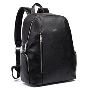 bostanten leather backpack laptop travel camping shoulder bag gym sports bags for men black