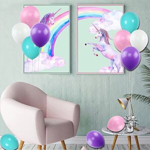 K KUMEED 100PCS White Purple Pink Blue Assorted Latex Balloons for Mermaid Wedding Baby Shower Birthday Party Decorations, 2 Rolls of Ribbon