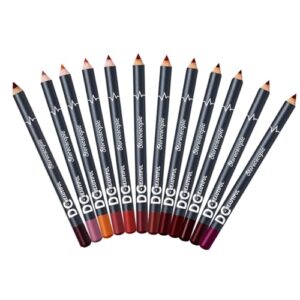 DC-BEAUTIFUL 12Pcs Lot Set 12 Colors Lip Liner Pencil Waterproof Non-marking Matt Velvet Lipstick Pen, Professional Long Lasting Lipliner Set with Sharpener