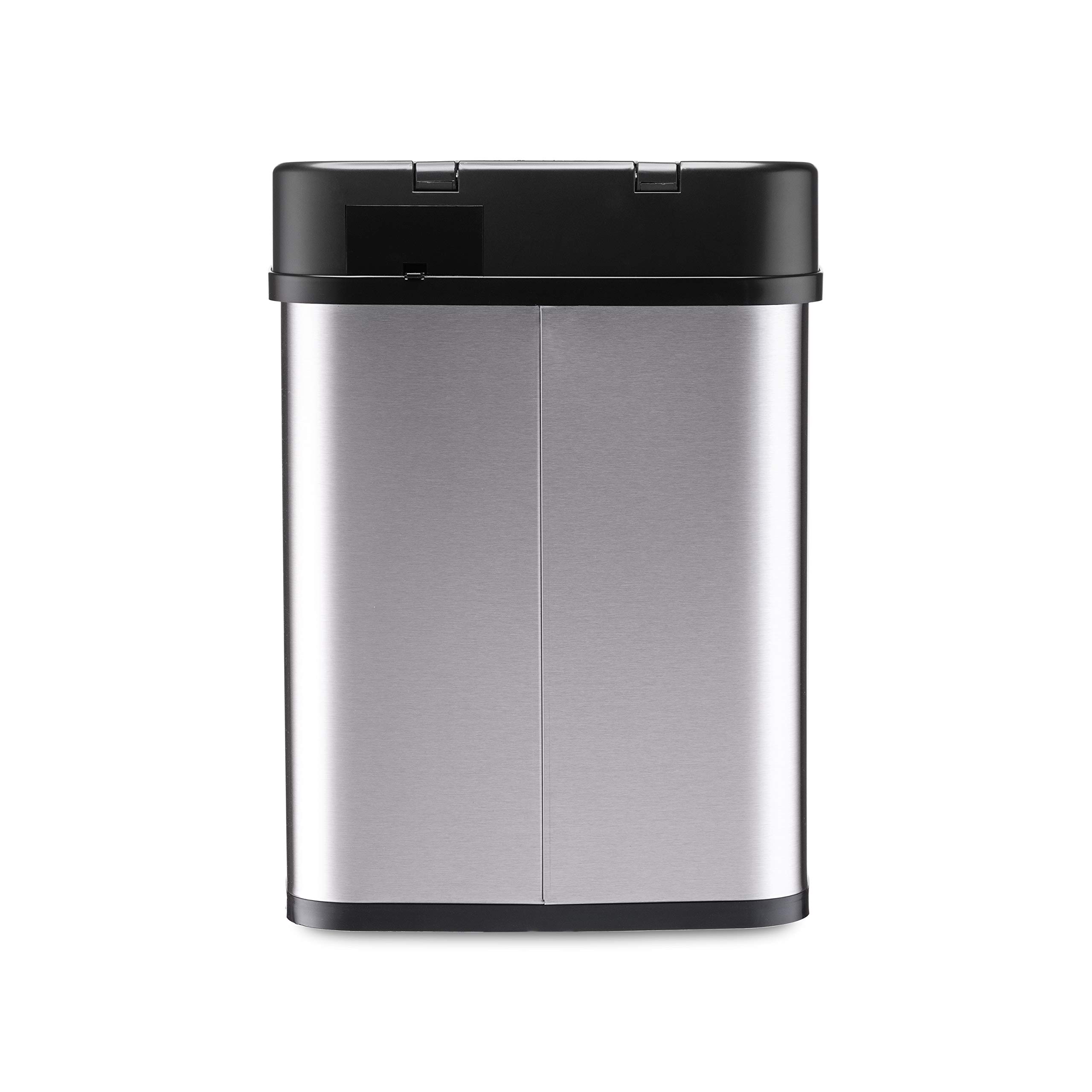 NINESTARS DZT-12-5 Bedroom or Bathroom Automatic Touchless Infrared Motion Sensor Trash Can, 3 Gal 12L, Stainless Steel Base (Rectangular, Black Lid)