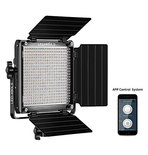 GVM Led Bi-Color Video Lights with APP Function, Variable CCT 2300K-6800K and 10%-100% Brightness with Digital Display for Video Studio Shooting, CRI97+ TLCI97 Led Light Panel +Barndoor