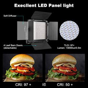 GVM Led Bi-Color Video Lights with APP Function, Variable CCT 2300K-6800K and 10%-100% Brightness with Digital Display for Video Studio Shooting, CRI97+ TLCI97 Led Light Panel +Barndoor