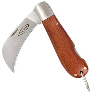 folding garden knife. this hawkbill blade is curved making it great for hundreds of uses. not just a great gift for a gardener.