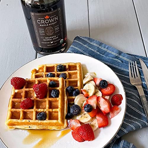 Crown Maple Bourbon Barrel Aged Organic Maple Syrup, 25 Fl Oz, Pancakes, Flavor Cocktails, Marinades and Sauces