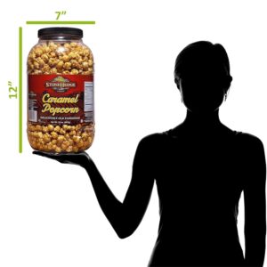 Stonehedge Farms Caramel Flavored Popcorn - 32 oz Large Tub - Bulk Gourmet Deliciously Old Fashioned Popped Sweet Snacks - Made in the USA