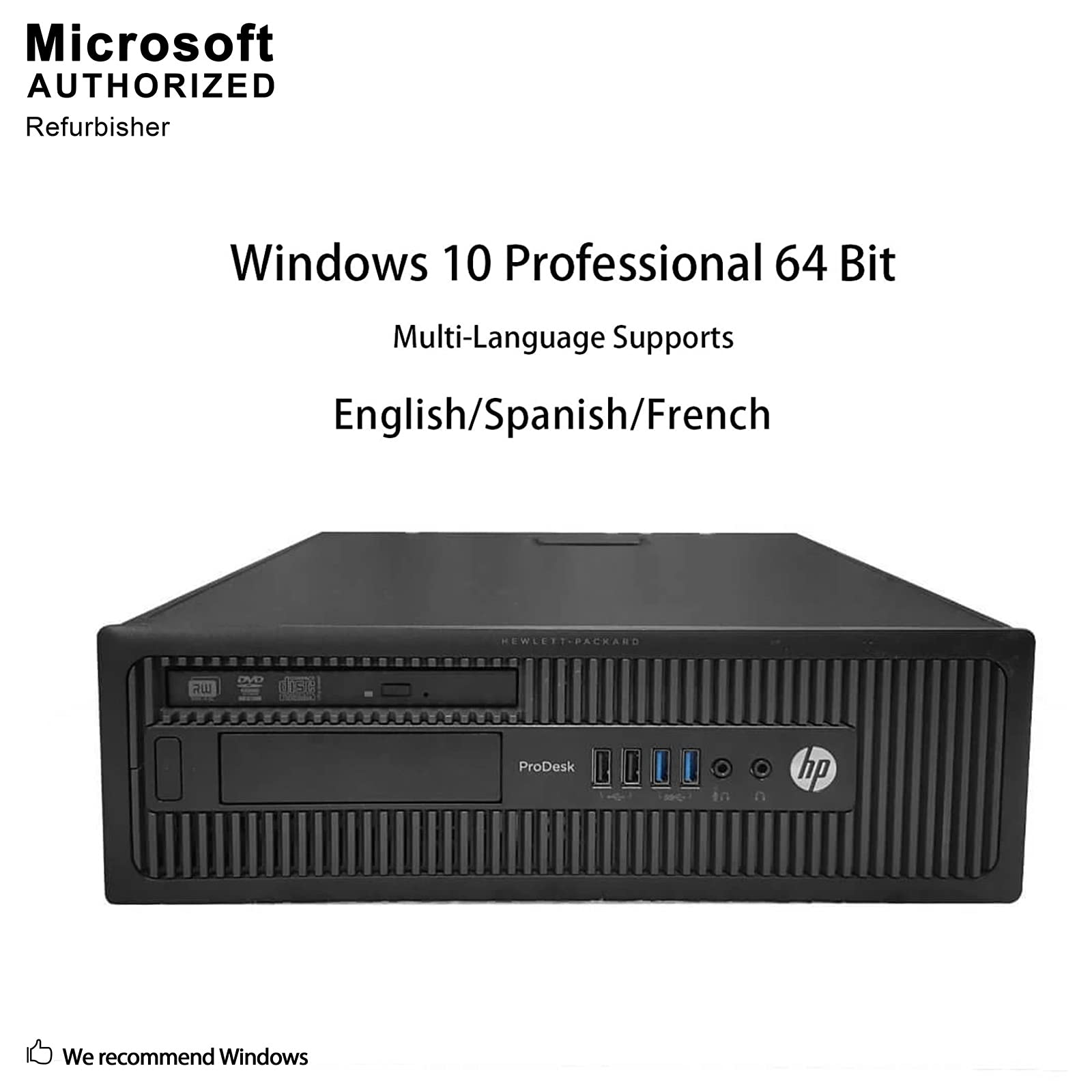 HP ProDesk 600 G1 High Performance Business Small Form Factor Desktop Computer, Intel Core i3-4130 3.4 GHz, 8GB RAM, 500GB HDD, DVD, WiFi, Windows 10 Pro (Renewed)