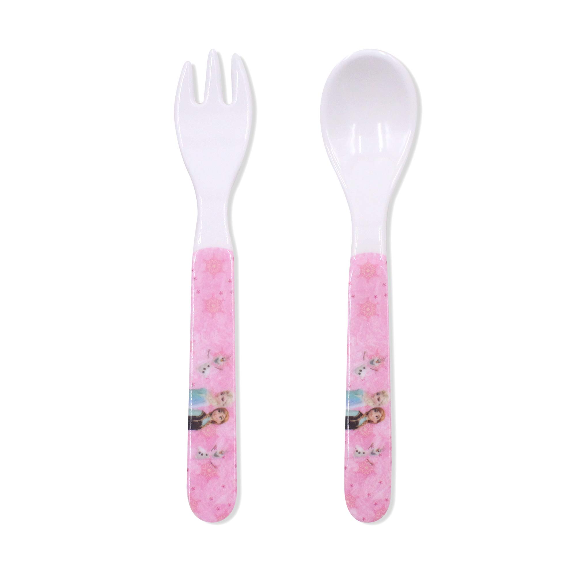 FINEX - Set of 3 - Pink Frozen Princess Elsa and Anna Mealtime Dinner Meal Dishes Feeding set - Food Grade Set with plate spoon and fork