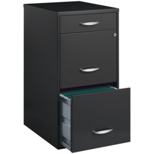 pemberly row 3 drawer 18" deep metal file cabinet in charcoal