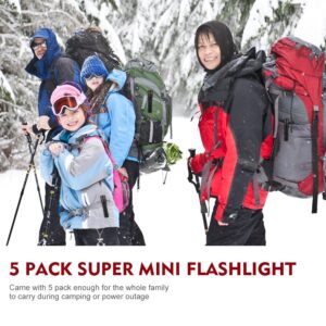 Kootek Mini LED Flashlights Pocket Pen Flashlight 5 Pack Waterproof Zoomable Bright Flashlight for Kids Child Outdoor Hiking Biking Camping Cycling Emergency Light (0.83 Inch Wide)