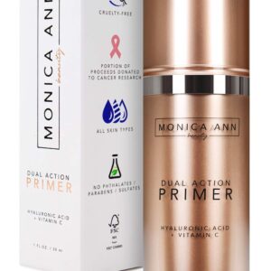 Monica Ann Beauty Dual-Action Face Primer - 30 mL | Hydrating Makeup Primer With Vitamin C & Hyaluronic Acid | Smoothing Translucent Matte Pore Minimizer | Foundation Primer For Any Skin Tone