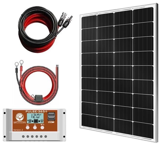 LightCatcher-Solar 100 Watt Solar Panel Kit, Polycrystalline Solar Panel and PWM Charge Controller