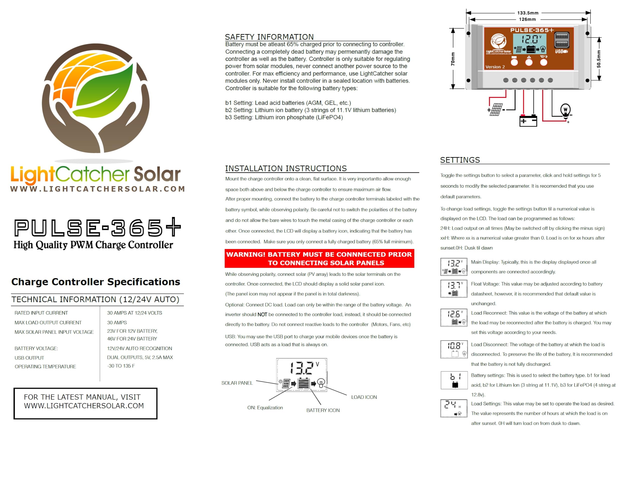 LightCatcher-Solar 100 Watt Solar Panel Kit, Polycrystalline Solar Panel and PWM Charge Controller