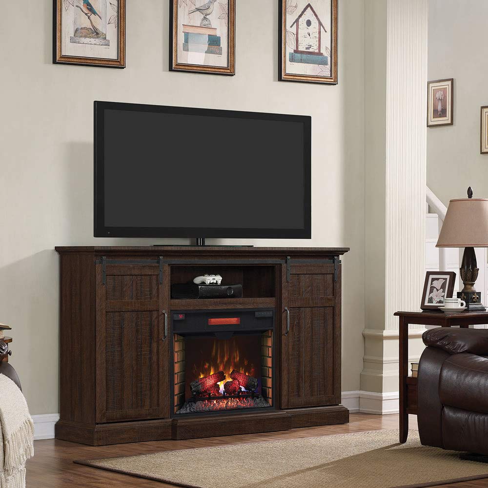 ClassicFlame Manning Infrared Electric Fireplace Entertainment Center, Saw Cut Espresso - 28MM9954-PD01