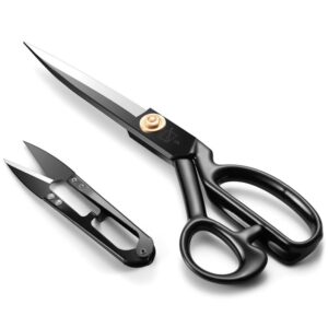 sewing scissors, 9 inch fabric dressmaking scissors heavy duty shears sharp cutting for crafting, leather, dressmaking, tailoring, altering(9 inch black, right-handed)