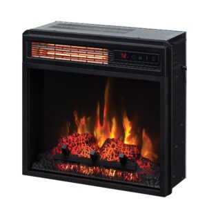 ClassicFlame 18" Infrared Quartz Electric Fireplace Insert with Safer Plug, Black