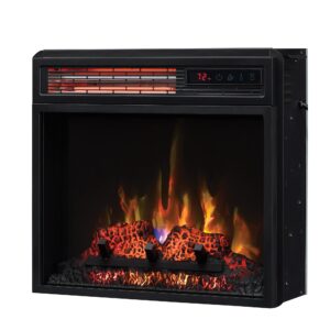 ClassicFlame 18" Infrared Quartz Electric Fireplace Insert with Safer Plug, Black