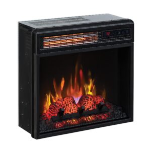 ClassicFlame 18" Infrared Quartz Electric Fireplace Insert with Safer Plug, Black