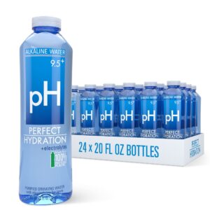 perfect hydration 9.5+ ph alkaline drinking water 100% recycled bottles electrolyte minerals for taste 24 pack - 20 oz
