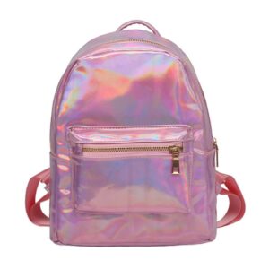 mosstyus small holographic rainbow shoulder bag metallic satchel shiny travel daypack for women lady