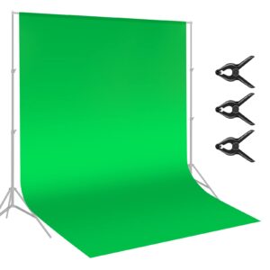 neewer 9 x 15 feet/2.7 x 4.6 meters green chromakey polyester backdrop background screen with 3 clamps for photo video studio photography (backdrop stand not included)