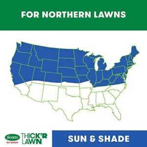 Scotts Turf Builder THICK'R LAWN Grass Seed, Fertilizer, and Soil Improver for Sun & Shade, 1,200 sq. ft., 12 lbs.